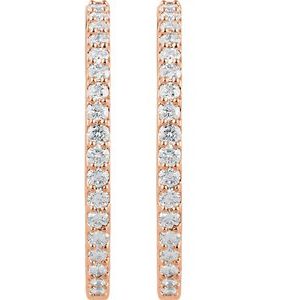 14K Rose Gold 3 CTW Lab-Grown Diamond Inside-Outside 34.5 mm Hinged Hoop Earrings