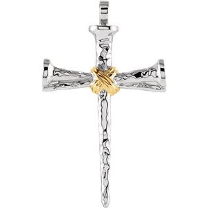 Sterling Silver & 14K Yellow Gold Nail Cross Pendant
