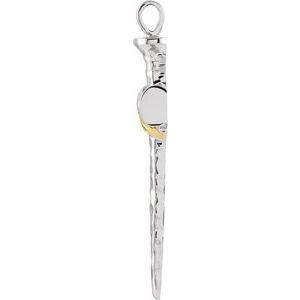 Sterling Silver & 14K Yellow Gold Nail Cross Pendant