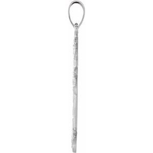 14K White Gold 23.5x17 mm Floral-Inspired Cross Pendant