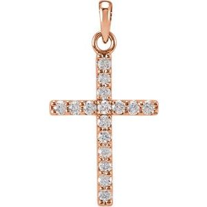 14K Rose Gold 3/4 CTW Lab-Grown Diamond Cross Pendant