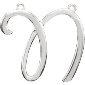 Platinum Script Initial N Necklace Center
