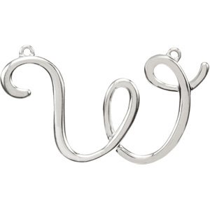 Platinum Script Initial W Necklace Center