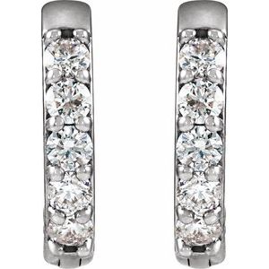 Platinum 1/4 CTW Lab-Grown Diamond Hinged 12.5 mm Hoop Earrings