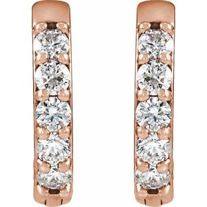 14K Rose Gold 1/4 CTW Natural Diamond Hinged 12.5 mm Hoop Earrings