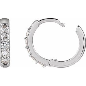 Sterling Silver .08 CTW Natural Diamond Hinged 10 mm Hoop Earrings