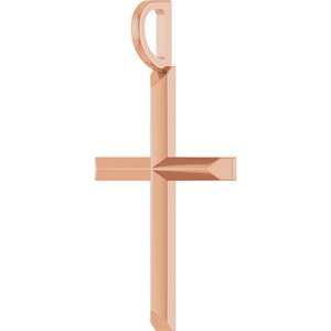 14K Rose Gold Knife-Edge Cross Charm/Pendant