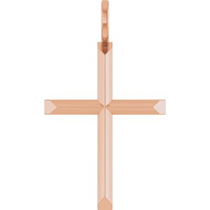 14K Rose Gold Knife-Edge Cross Charm/Pendant