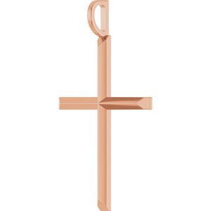14K Rose Gold Knife-Edge Cross Charm/Pendant