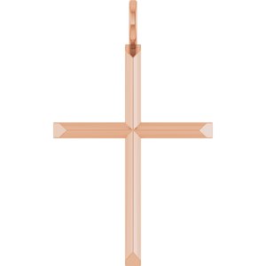 14K Rose Gold Knife-Edge Cross Charm/Pendant