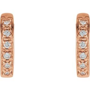14K Rose Gold 1/10 CTW Natural Diamond Hinged 12.4 mm Hoop Earrings