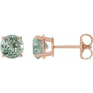 14K Rose Gold 8 mm Lab-Grown Green Sapphire Earrings