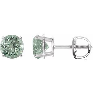 Platinum 8 mm Lab-Grown Green Sapphire Earrings