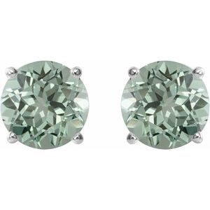 Sterling Silver 8 mm Lab-Grown Green Sapphire Earrings