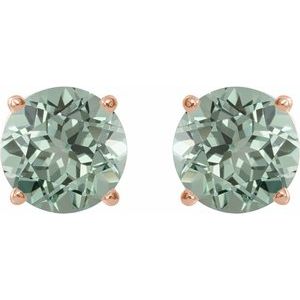 14K Rose Gold 8 mm Lab-Grown Green Sapphire Earrings
