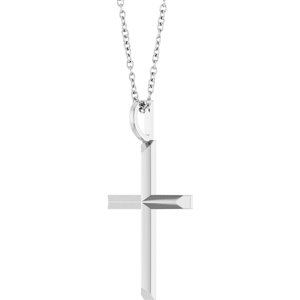 Platinum Knife-Edge Cross 16-18" Necklace