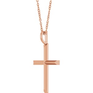 14K Rose Gold Knife-Edge Cross 16-18" Necklace
