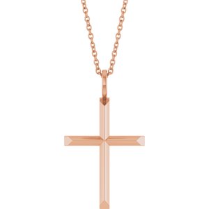 14K Rose Gold Knife-Edge Cross 16-18" Necklace