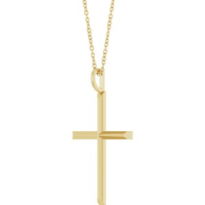 14K Yellow Gold Knife-Edge Cross 16-18" Necklace