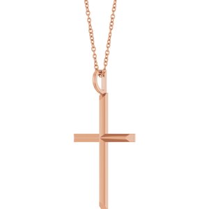 14K Rose Gold Knife-Edge Cross 16-18" Necklace