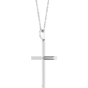 Platinum Knife-Edge Cross 16-18" Necklace