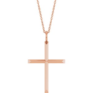 14K Rose Gold Knife-Edge Cross 16-18" Necklace