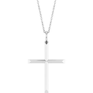 Platinum Knife-Edge Cross 16-18" Necklace