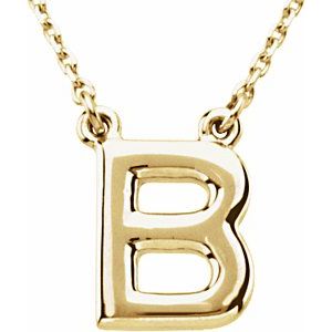 14K Yellow Gold Block Initial B 16" Necklace