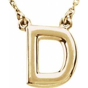 14K Yellow Gold Block Initial D 16" Necklace
