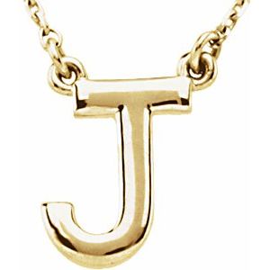 14K Yellow Gold Block Initial J 16" Necklace