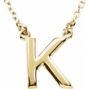 14K Yellow Gold Block Initial K 16" Necklace