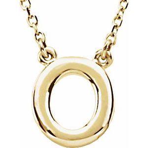 14K Yellow Gold Block Initial O 16" Necklace