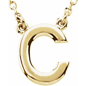 14K Yellow Gold Block Initial C 16" Necklace
