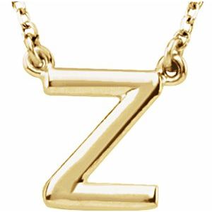 14K Yellow Gold Block Initial Z 16" Necklace