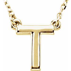 14K Yellow Gold Block Initial T 16" Necklace