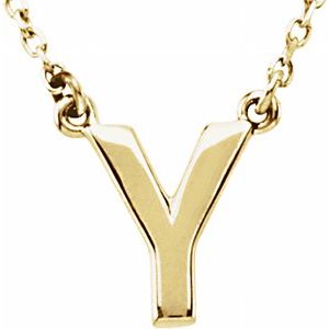 14K Yellow Gold Block Initial Y 16" Necklace