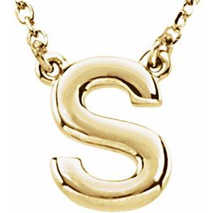 14K Yellow Gold Block Initial S 16" Necklace