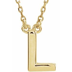 14K Yellow Gold Block Initial L 16" Necklace