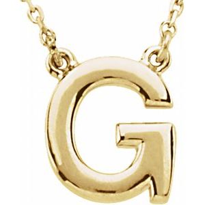 14K Yellow Gold Block Initial G 16" Necklace