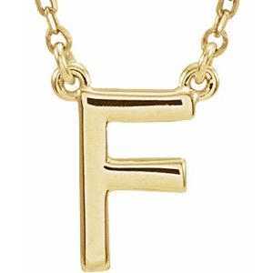 14K Yellow Gold Block Initial F 16" Necklace