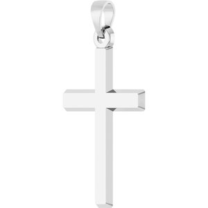 14K White Gold Cross Pendant