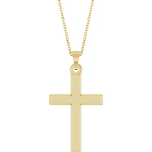 14K Yellow Gold Cross 18" Necklace