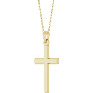 14K Yellow Gold Cross 18" Necklace