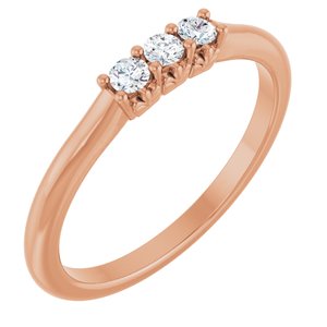 14K Rose Gold 1/6 CTW Natural Diamond Three-Stone Anniversary Band