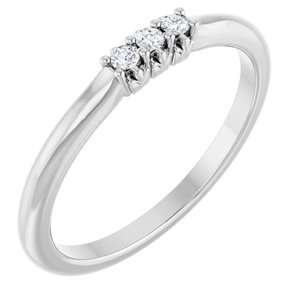 14K White Gold .06 CTW Natural Diamond Three-Stone Anniversary Band