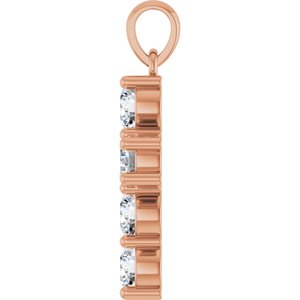 14K Rose Gold 1 CTW Natural Diamond Cross Pendant