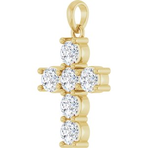 14K Yellow Gold 1 CTW Natural Diamond Cross Pendant