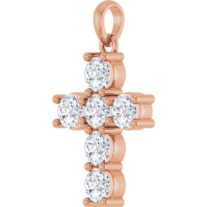 14K Rose Gold 1 CTW Natural Diamond Cross Pendant