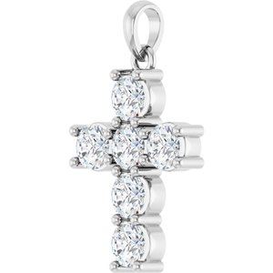 Platinum 1 CTW Natural Diamond Cross Pendant