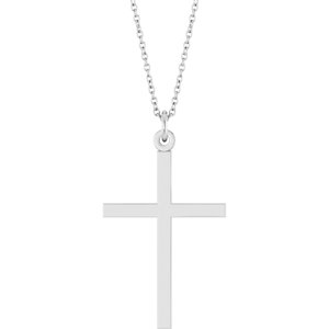 14K White Gold Cross 18" Necklace
